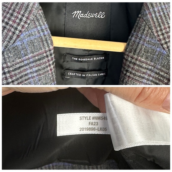 Madewell The Rosedale Blazer Italian Fabric Coat in Kyle Mini Glen Plaid Size 10 - Picture 16 of 16
